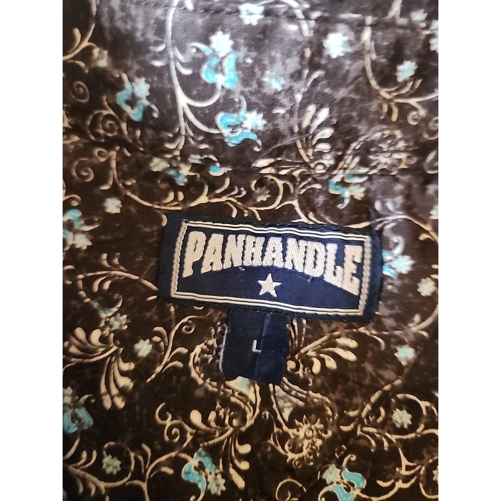 Panhandle Slims Mens Long Sleeve Western Shirt Black With Turquoise Size Large - Picture 5 of 10